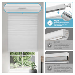Boolegon No Drill No Tools Cellular Shades Top Down Bottom Up Honeycomb Blinds Blackout Cordless Window blinds Easy to Install Cellular Shade for Windows