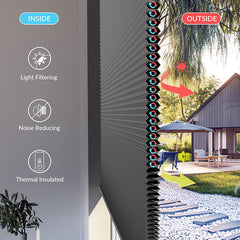 Boolegon No Drill Blinds for Windows Blackout Cellular Shades Cordless No Tools Honeycomb Pull Down Blinds Easy Install No Screws Cellular Blinds for Door, Home