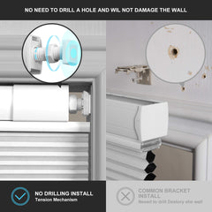 Boolegon No Drill No Tools Cellular Shades Top Down Bottom Up Honeycomb Blinds Blackout Cordless Window blinds Easy to Install Cellular Shade for Windows