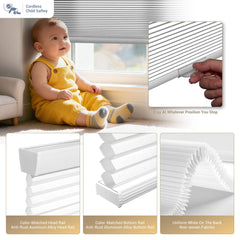 Boolegon Blackout Cellular Shades Cordless Pull Down Cellular Blinds Thermal Insulated Honeycomb Blinds for Windows
