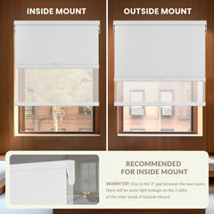 Boolegon Dual Roller Shades, Cordless Double Window Shades Blackout and Light Filtering Shades with Valance, Day and Night Roller Blinds for Home Office Door, Jacquard Beige & White, Custom Size