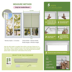 Cortinas enrollables Boolegon sin taladro ni herramientas, persianas inalámbricas con tela de lino a juego, persianas enrollables personalizadas para puertas de casa y oficina.