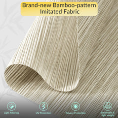 Boolegon No Drill Roman Shades for Windows, Blackout Cordless Roman Blinds, Bamboo-Patterned Fabric, No Tools Easy Install, No Fray for Living Room, Bathroom, Bedroom