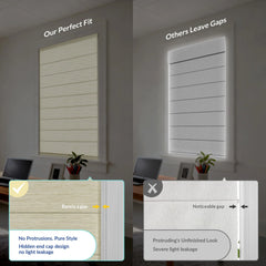 Boolegon No Drill Roman Shades for Windows, Blackout Cordless Roman Blinds, Bamboo-Patterned Fabric, No Tools Easy Install, No Fray for Living Room, Bathroom, Bedroom