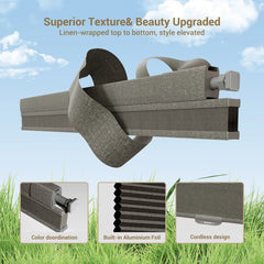 Boolegon No Drill No Tools Cellular Shades Linen Texture Wrapped Top Down Bottom Up Cordless Honeycomb Blinds Light Filtering Shades for Bedroom Living Room Windows Blinds