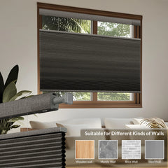 Boolegon No Drill No Tools Cellular Shades Linen Texture Wrapped Top Down Bottom Up Cordless Honeycomb Blinds Light Filtering Shades for Bedroom Living Room Windows Blinds