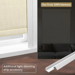 Boolegon No Drill No Tools Blackout Roller Shades for Windows, Cordless Roller Blinds with Linen Fabric-Matched, Easy to Install Custom Shades for Home Office Door