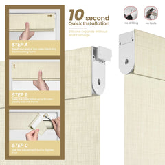 Boolegon No Drill No Tools Blackout Roller Shades for Windows, Cordless Roller Blinds with Linen Fabric-Matched, Easy to Install Custom Shades for Home Office Door