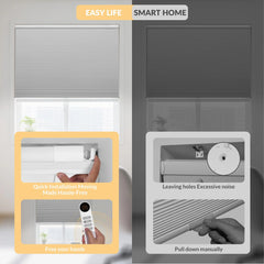 Boolegon No Drill Motorized Cellular Blinds with Remote Motorized Blackout Honeycomb Blinds