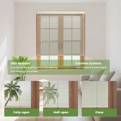 Boolegon No Tools-No Drill Mini Blinds for Indoor Windows Cordless 1" Slat Blackout Aluminum Horizontal Window Blinds Waterproof for Office,Home,Door