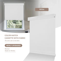 Boolegon Blackout Roller Shades for Windows - Cordless Linen Fabric Roller Blinds, Thermal Insulated, UV Protection, Custom Window Shades for Home, Office, Kitchen