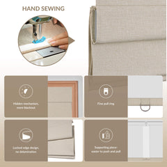 Boolegon No Drill No Tools Cordless Roman Shades, Blackout Light Filtering Window Roman Blinds, Thermal Insulated Room Darkening Window Shades for Home Office. Easy to Install Custom Size