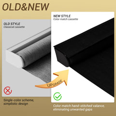 Boolegon Cordless Blackout Roller Shades for Windows, Free-Stop Linen Shades with Valance, Thermal Insulated Fabric, UV Protection Roller Blinds for Home