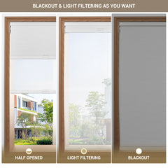 Boolegon Dual Roller Shades, Cordless Double Window Shades Blackout and Light Filtering Shades with Valance, Day and Night Roller Blinds for Home Office Door, Jacquard Beige & White, Custom Size