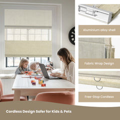 Boolegon Dual Roman Shades, Day Night 2 in 1 Cordless Roman Blinds, Double Window Shades for Home
