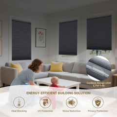 Boolegon No Drill No Tool Cellular Shades Light Filtering Cordless Window Blinds Easy to Install,Pull Down Honeycomb Blinds for Indoor Windows,Office