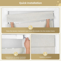 No Drill Roman Shades for Windows Top Down Bottom Up, Cordless 100% Blackout Roman Blinds UV Blocking for Bedroom & Living Room, Smooth Push & Pull, Easy to Install