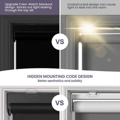 Boolegon Roller Shades for Windows Blackout Cordless Roller Blinds Color-Matched Stable Roller Blinds UV Protection Spring Heat Insulation Energy Saving Shades for Home Office