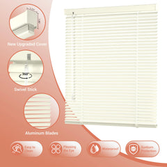 Aluminum Mini Blinds 1 Inch Metal Slat Darkening Venetian Blind New Horizontal Window Blinds Anti-UV Waterproof Venetian Blind for Office Home Windows