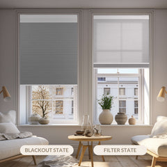 Boolegon Day and Night Cellular Shades No Tools No Drill Blinds for Window Cordless Easy to Install Honeycomb Shades Blackout&Filter Light Window Shades for Office Home