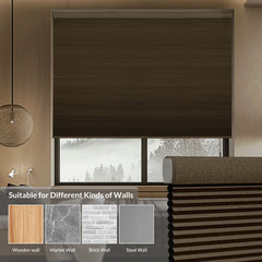 Boolegon No Drill Linen Pattren Cellular Shades for Windows Blackout Honeycomb Blinds Cordless No Tools Pull Down Shades Easy Install Cellular Blinds for Home and Office