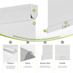 Boolegon Blackout Roller Shades for Windows - Cordless Linen Fabric Roller Blinds, Thermal Insulated, UV Protection, Custom Window Shades for Home, Office, Kitchen