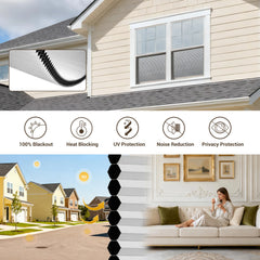 Boolegon No Drill Blinds for Windows Blackout Cellular Shades Easy to Install,No Tools Cordless Honeycomb Blinds for Bedroom,Living Room,Kitchen