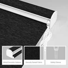 Boolegon Blackout Roller Shades, Roller Blinds with Cassette Valance for Windows, Jacquard Thermal Insulated Fabric UV Protection, Window Shades for Home Living Room,