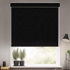 Boolegon Blackout Roller Shades, Roller Blinds with Cassette Valance for Windows, Jacquard Thermal Insulated Fabric UV Protection, Window Shades for Home Living Room,