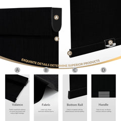 Boolegon Cordless Blackout Roller Shades for Windows, Free-Stop Linen Shades with Valance, Thermal Insulated Fabric, UV Protection Roller Blinds for Home