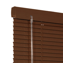 Boolegon 1 Inch Cordless Aluminum Faux Wood Blinds for Windows Waterproof Light Filtering Mini Blinds Horizontal Window Blinds for Privacy Ventilation Home Office, Custom Size