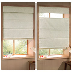 Boolegon Top Down Bottom Up Roman Shades, Cordless Blackout Roman Blinds for Custom, Room Darkening Fabric Linen Thermal Insulation Roman Shades for Windows