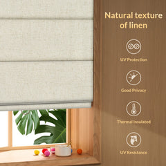 Boolegon Top Down Bottom Up Roman Shades, Cordless Blackout Roman Blinds for Custom, Room Darkening Fabric Linen Thermal Insulation Roman Shades for Windows